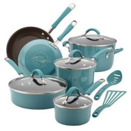 12-Pc Cucina Porcelain Aluminum Cookware Set (Agave Blue)
