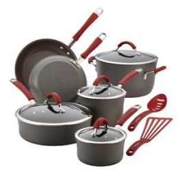 12-Pc Cucina Hard Anodized Cookware Set (Cranberry)