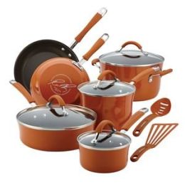 12-Pc Cucina Porcelain Aluminum Cookware Set (Pumpkin Orange)