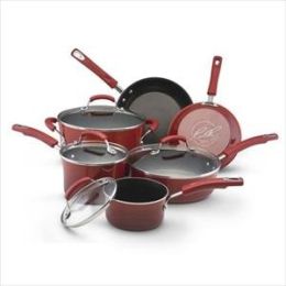 10pc Cookware Set- Porcelain Enamel (Red)
