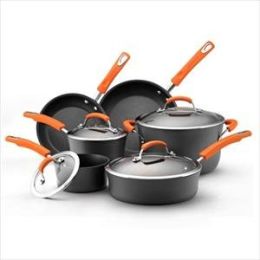10pc Cookware Set - Hard Anodized (Orange)